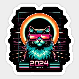 Cat in Eclipse Glasses Totality 2024 Total Solar Eclipse Sticker